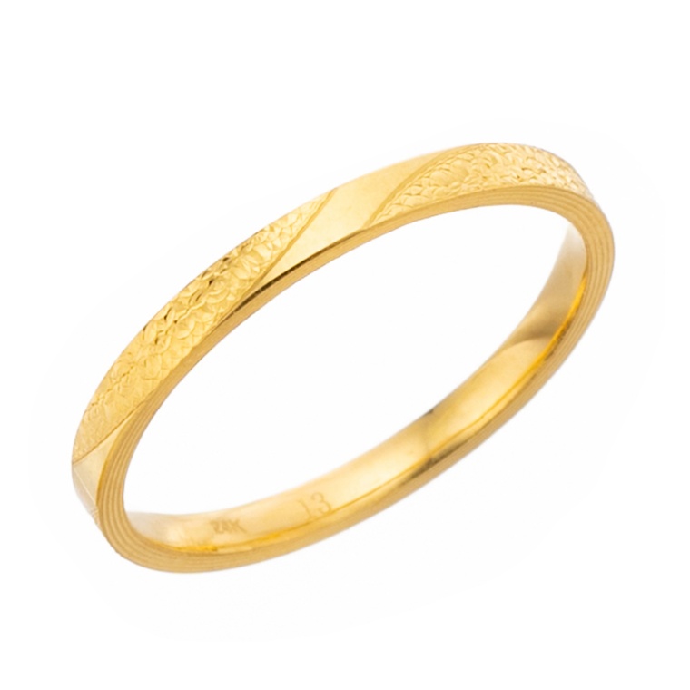 純金 シャイニー ウェーブライン リング