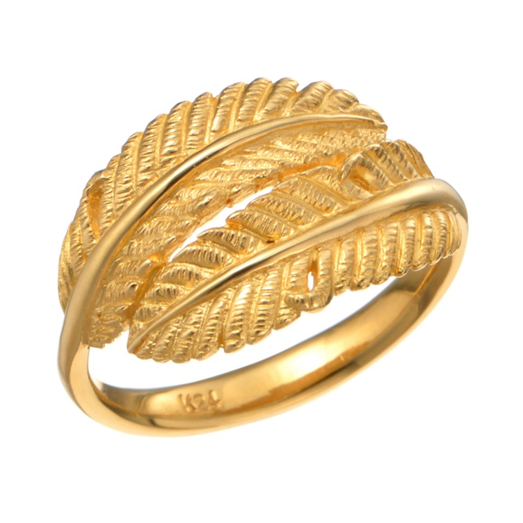 純金 フェザーデザイン リング