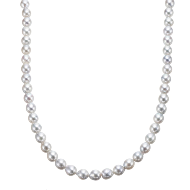 PT850ナチュラルブルーグレーアコヤ真珠バロックネックレス5mm