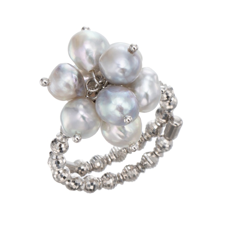 PT850 ナチュラルブルーグレーアコヤ真珠 フリーサイズリング