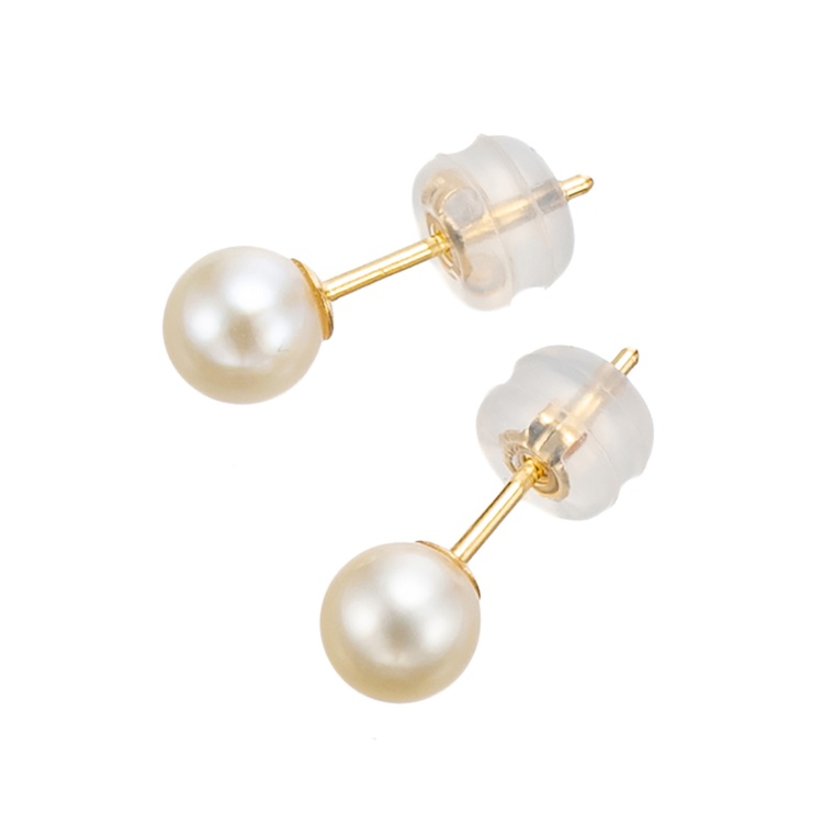 シャンパンカラーアコヤ真珠 イヤリング/ピアス 5mm