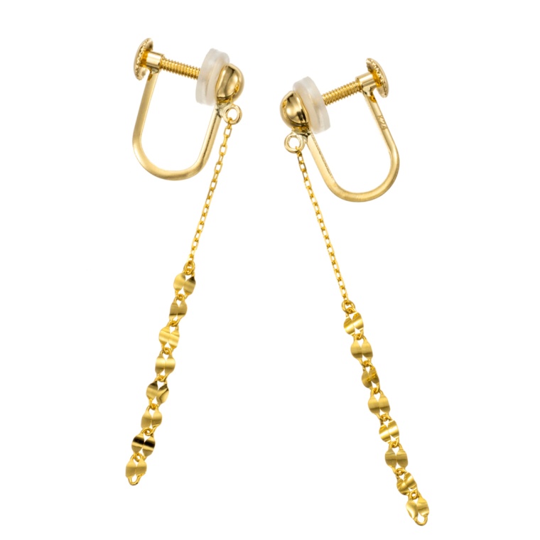 マエストロ 純金/18K リーフペタルチェーン イヤリング/ピアス