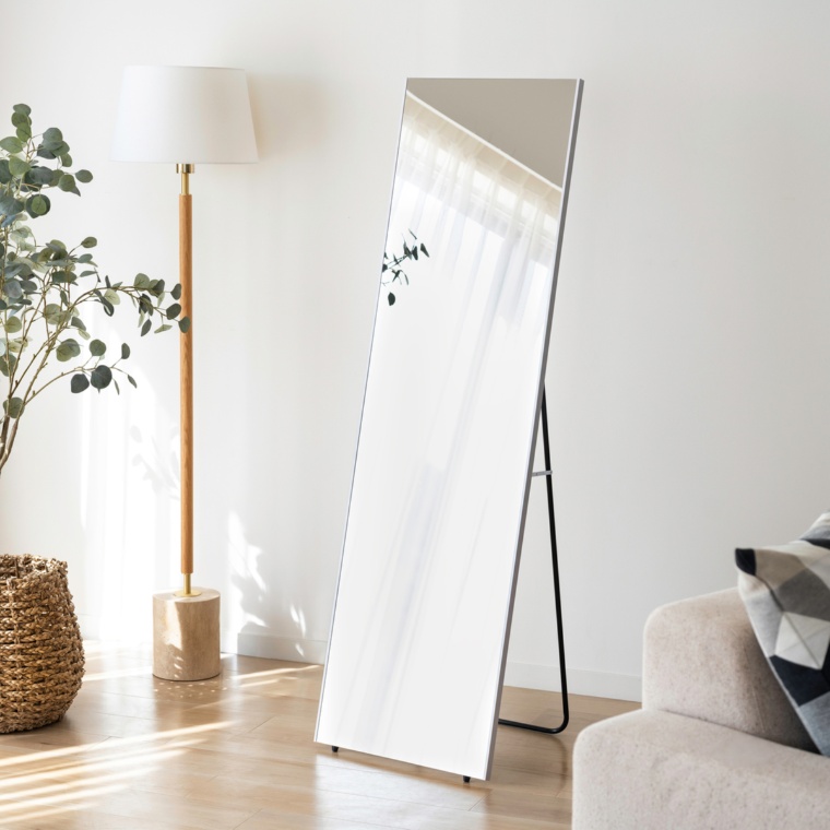 軽くて割れないスタンドミラ-45×150cm専用クロス付