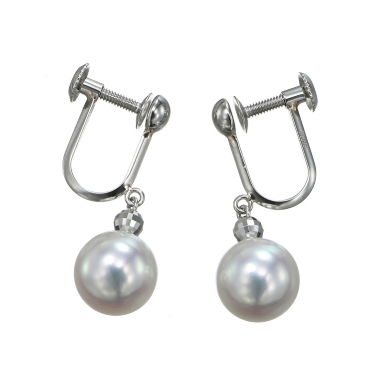 PT アコヤ真珠 スイングイヤリング/ピアス 8.0mm ロゼ