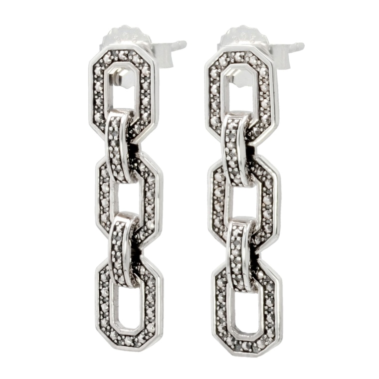 ラフィネ シルバー925 アールデコチェーンピアス