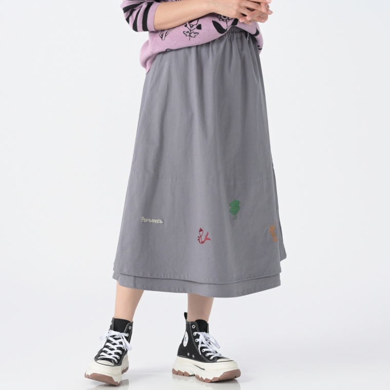 PERSONS 裾刺繍バルーンスカート