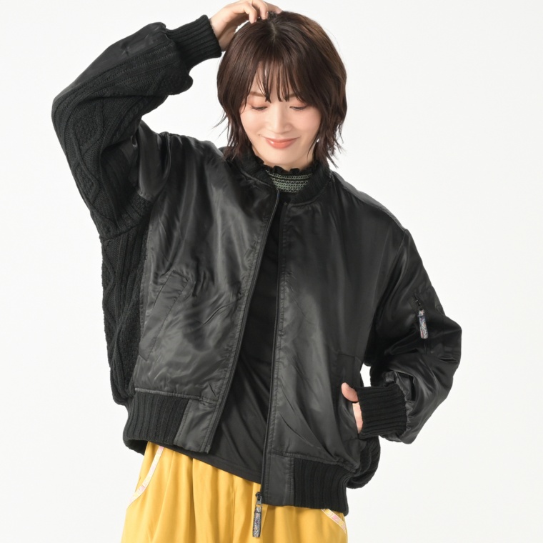 MAHARA MODERN チロリアン柄使い異素材MIXブルゾン