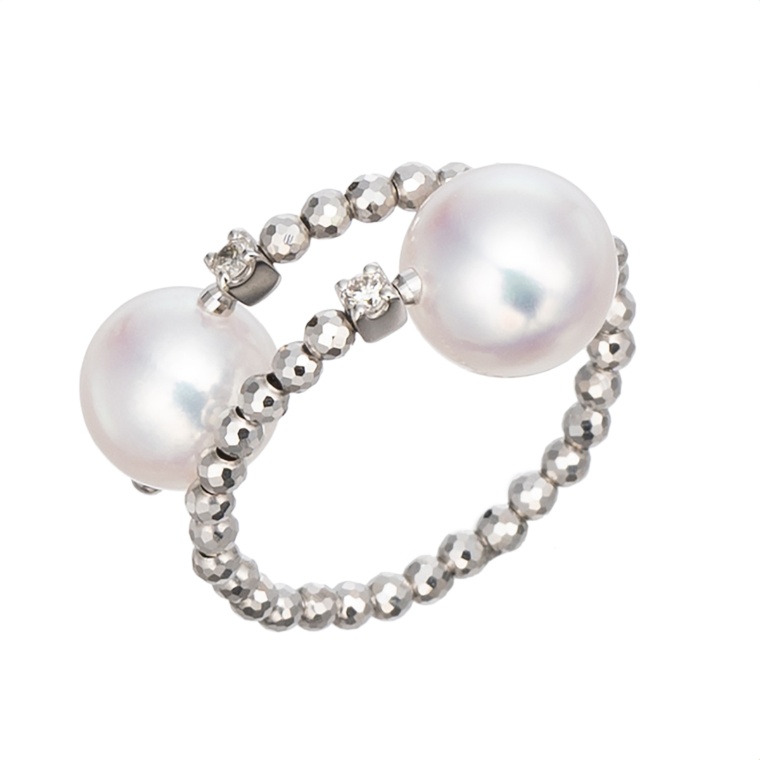 PT アコヤ真珠&ダイヤ ツインフリーリング 7.5/8.0mm