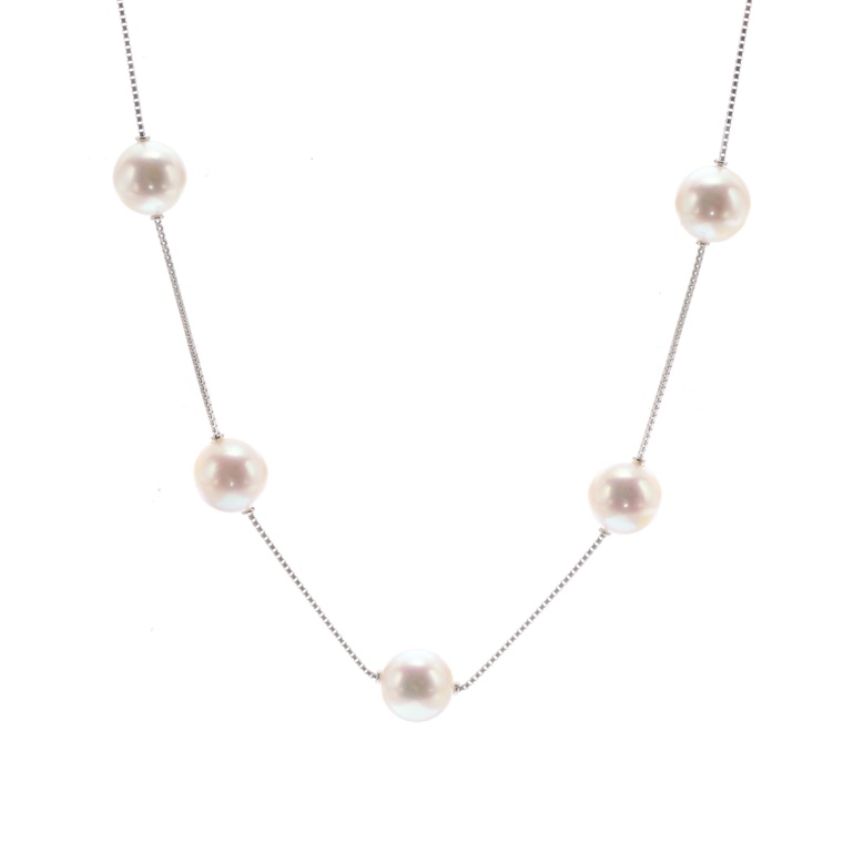 PT アコヤ真珠 ステーションネックレス ロゼ