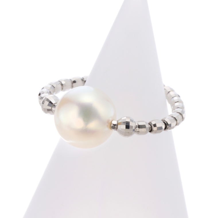 PT アコヤ真珠 スルーストレッチリング ロゼ