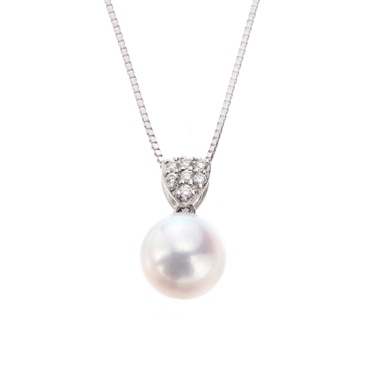 PT アコヤ真珠&ダイヤペンダント 8.0mm ロゼ