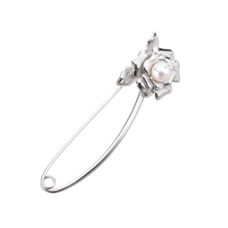 SV アコヤ真珠 薔薇ブローチ 5.0mm ロゼ