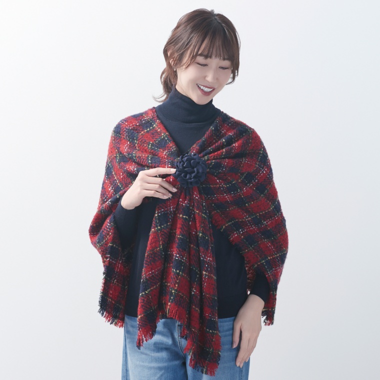 MARIAL 着られるショール シュシュ付きホールタイプ