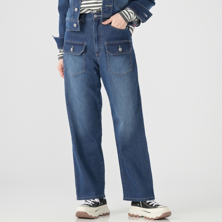 KiKKi BIGポケットセミワイドデニムパンツ