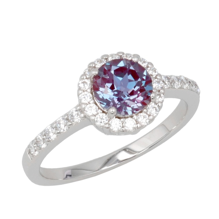 SSシンセティックアレキサンドライト&CZリング 1.0ct[フラー]