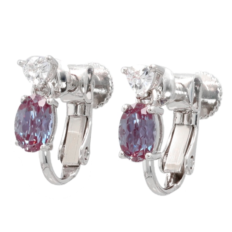 シンセティックアレキサンドライト&CZイヤリング/ピアス計1.0ct