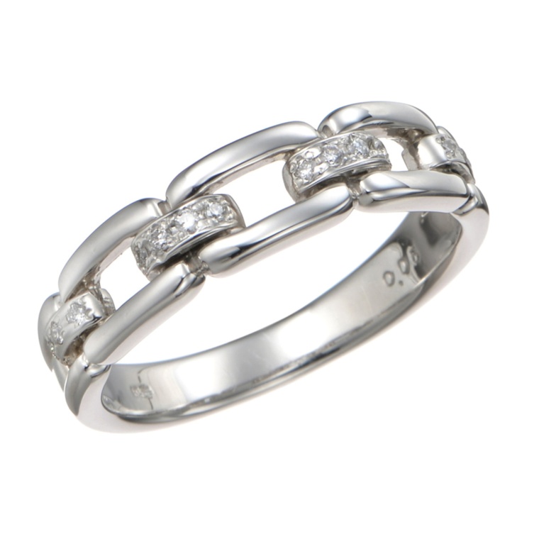 純プラチナ チェーンスタイル ダイヤモンドデザインリング