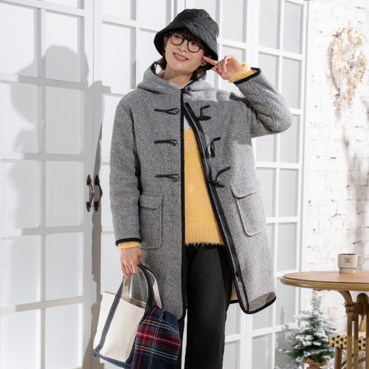 calma ボアボンディング ロングダッフルコート