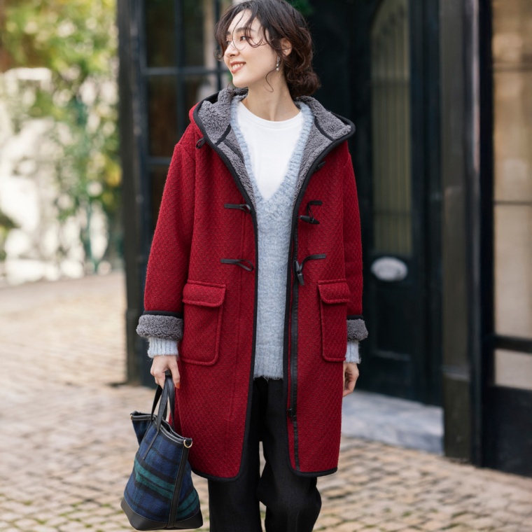 calma ボアボンディング ロングダッフルコート