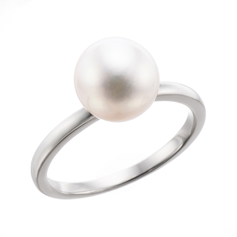 天彩珠 PT アコヤ真珠 リング 8.5mm 鑑別書付