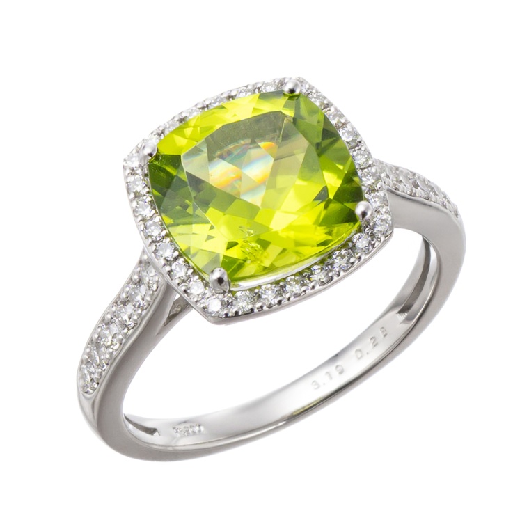 PT900 ペリドット リング 3.0ctUP 鑑別書付