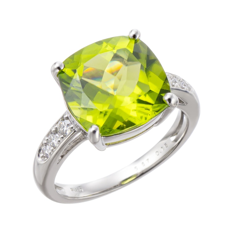 PT900 ペリドット リング 5.0ctUP 鑑別書付