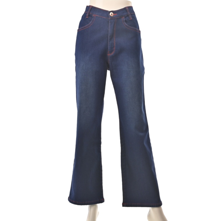 calma 選べる股下ボンディングデニム セミワイドパンツ