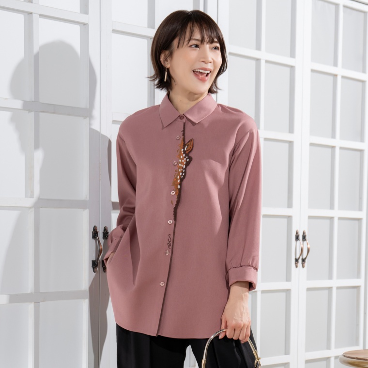 calma 子鹿刺繍 シャツチュニック