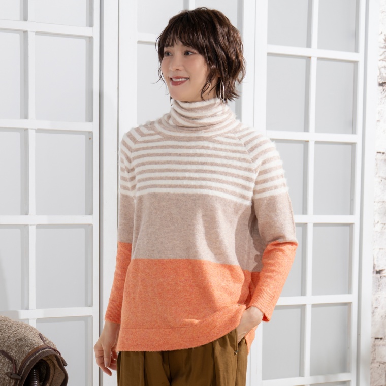 calma ふわりボーダーボーダーニットチュニック