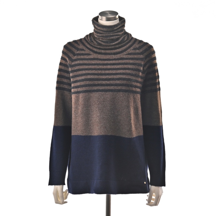 calma ふわりボーダーボーダーニットチュニック