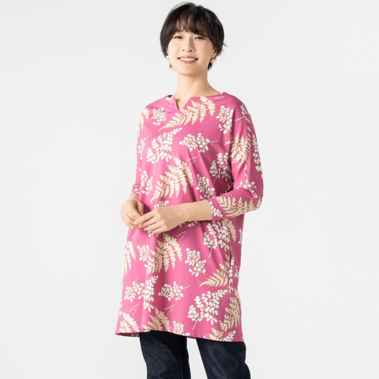 キャシーマム プルオーバーカットソー シダ スリットネック