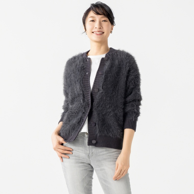 WHITELEY ファーライクカーディガン