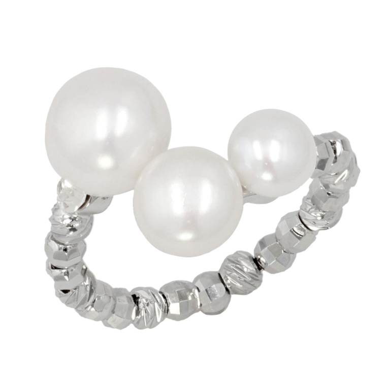 Jinka Nezu 淡水パール&クリスタルガラス コイルリング