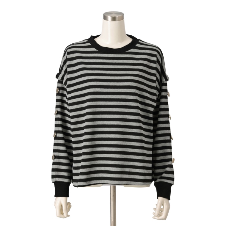 Provador ボタンアクセント ボーダープルオーバー