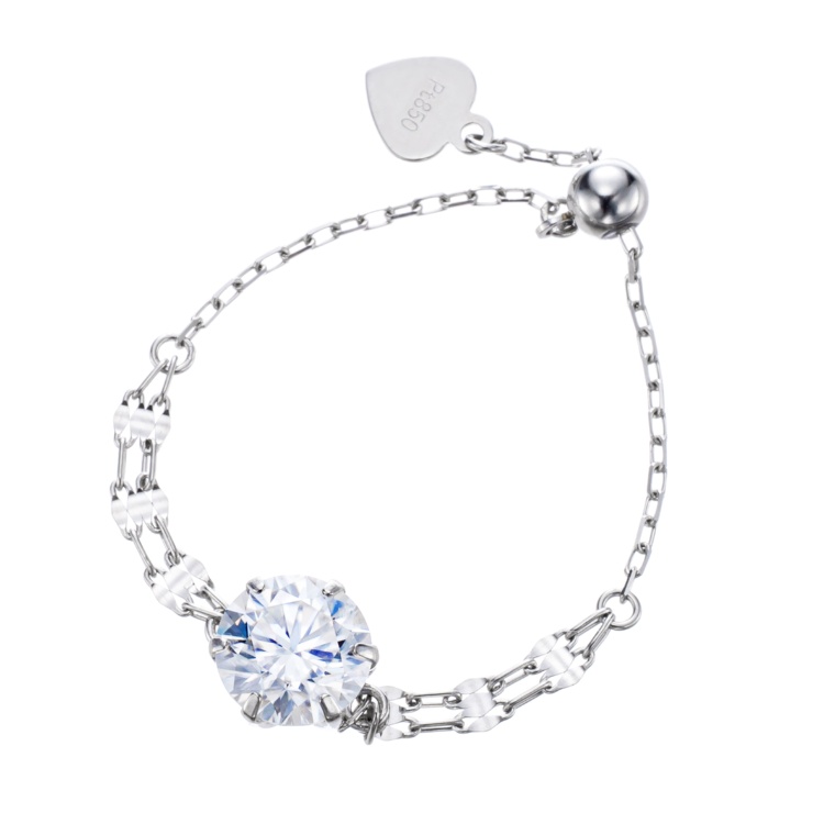 PT950/850 合成モアッサナイト チェーンリング0.5ctUP