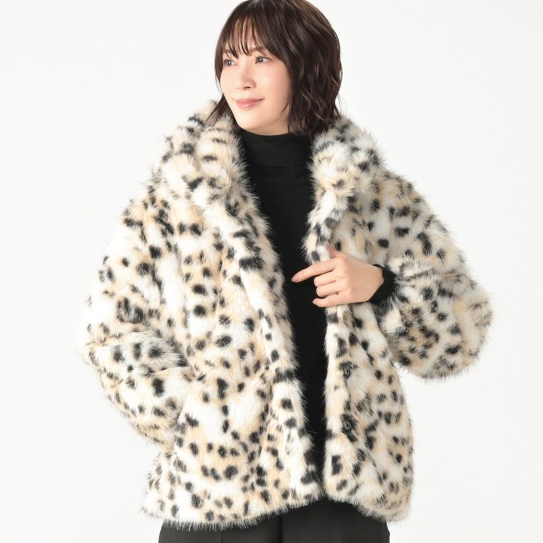 ANGELOS フェイクファーフード付きジャケット