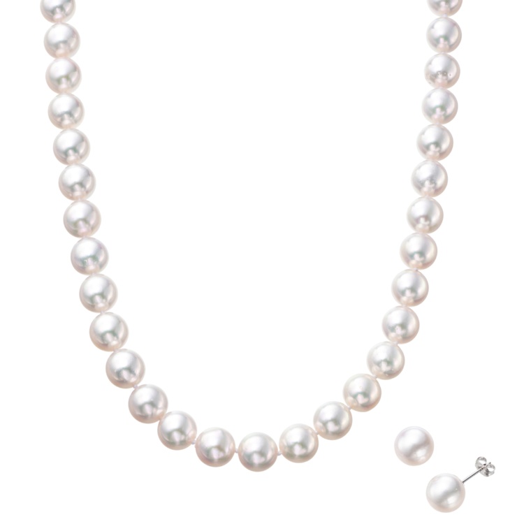 アコヤ真珠 8.5mm ネックレス&イヤリング/ピアスセット