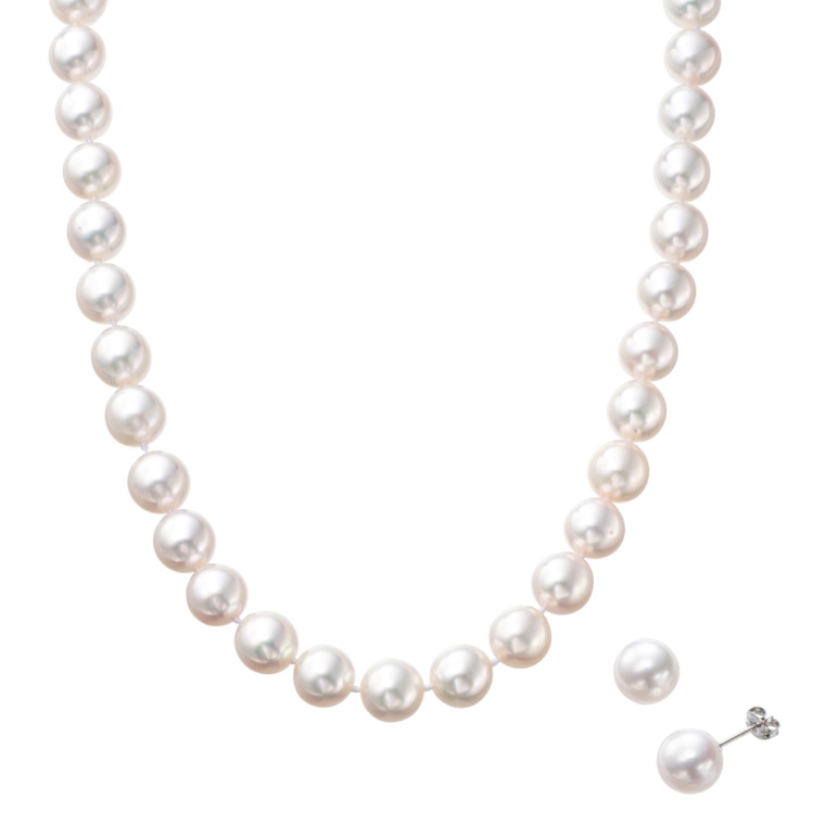 アコヤ真珠 9.0mm ネックレス&イヤリング/ピアスセット