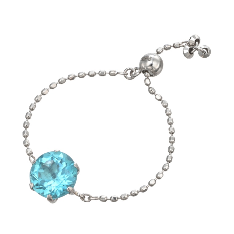 PT950 パライバカラーアパタイト チェーンリング0.8ctUP