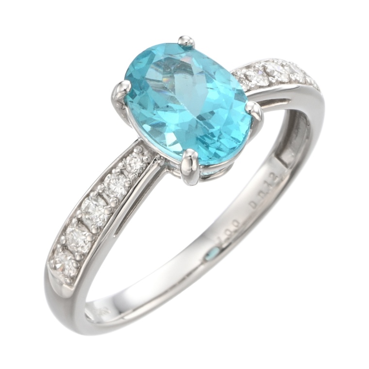 PT950 パライバカラーアパタイト&ダイヤ リング 1ctUP