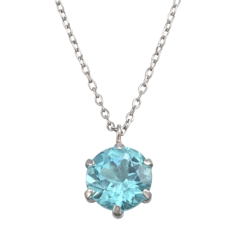 PT950パライバカラーアパタイト ラウンドペンダント0.8ctUP