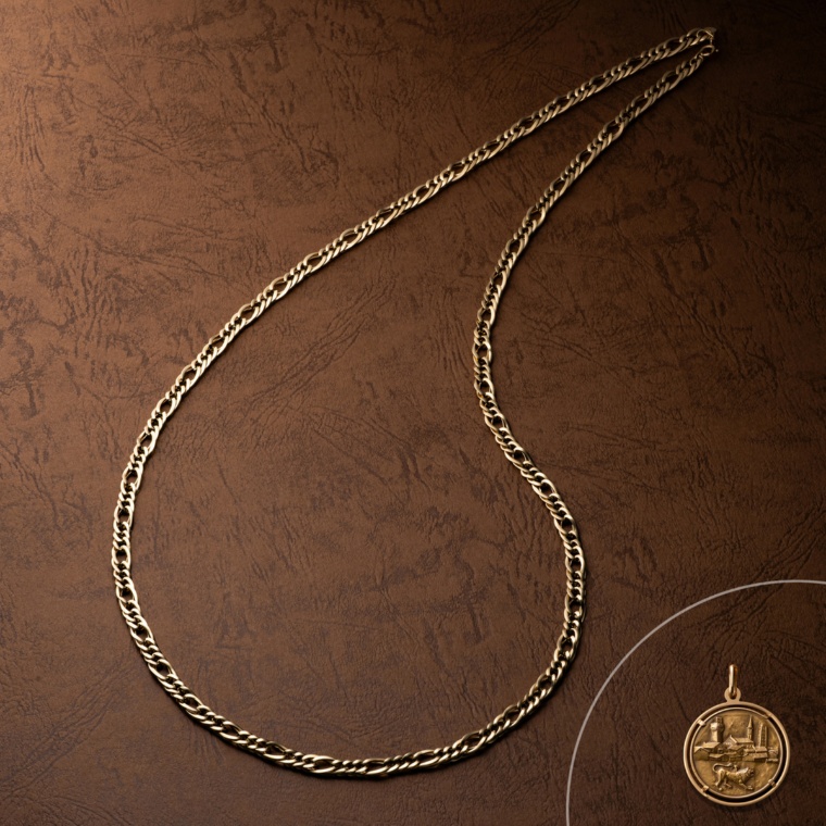 UNOAERRE 18KYGダブルフィガロデザインネックレス80cm