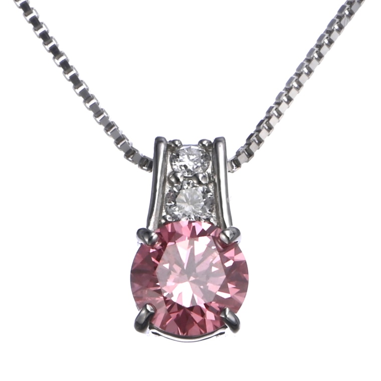 ラボグロウンピンク&Dカラーダイヤ PT950 ペンダント
