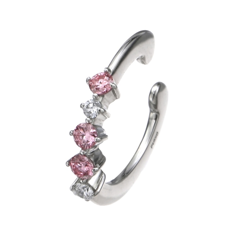 ラボグロウンピンク&Dカラーダイヤ PT950  イヤーカフ