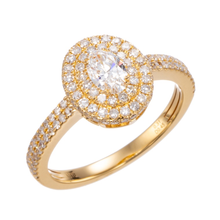 18KYG D/IF オーバルブリリアントダイヤリング 0.3ctUP