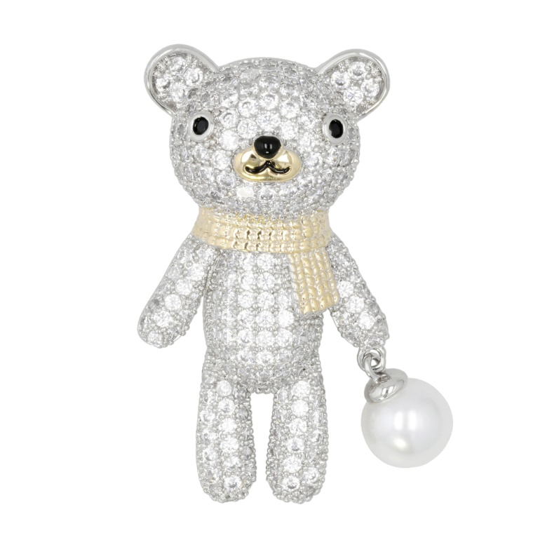 Jinka Nezu CZ 襟巻くまさん ブローチ