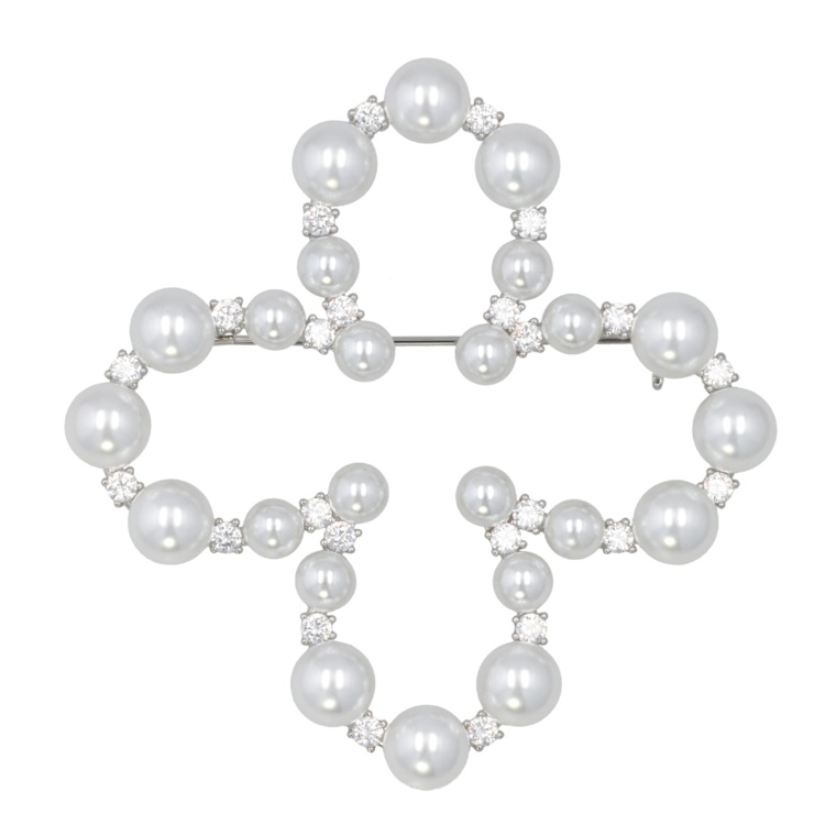 Jinka Nezu CZ ビジューパール リリーブローチ