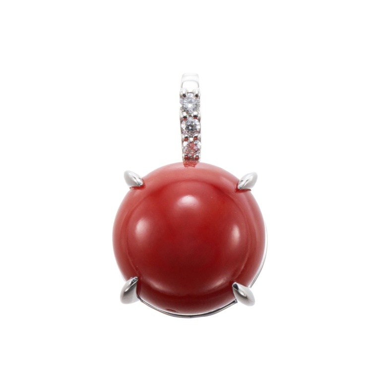 土佐沖産血赤珊瑚 PT950ペンダントヘッド8.5mm珠