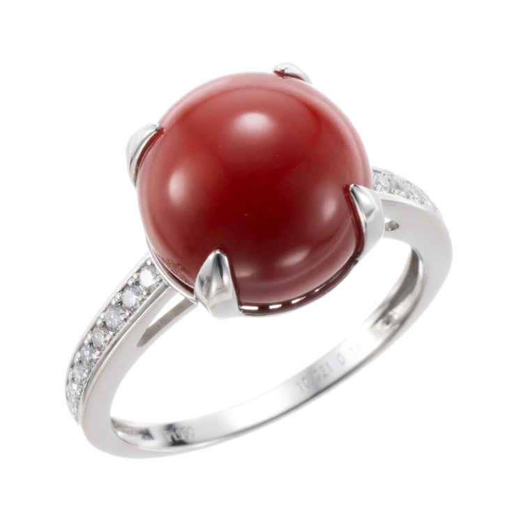 土佐沖産血赤珊瑚 PT950 リング11mm珠