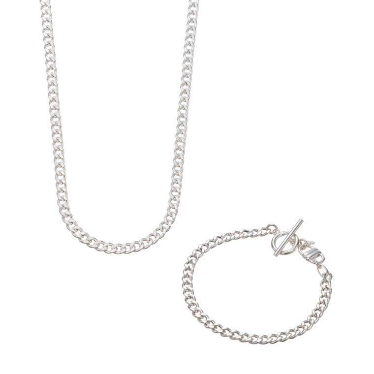 UNOAERRE シルバー925 Tバー ネックレス&ブレスレット セット